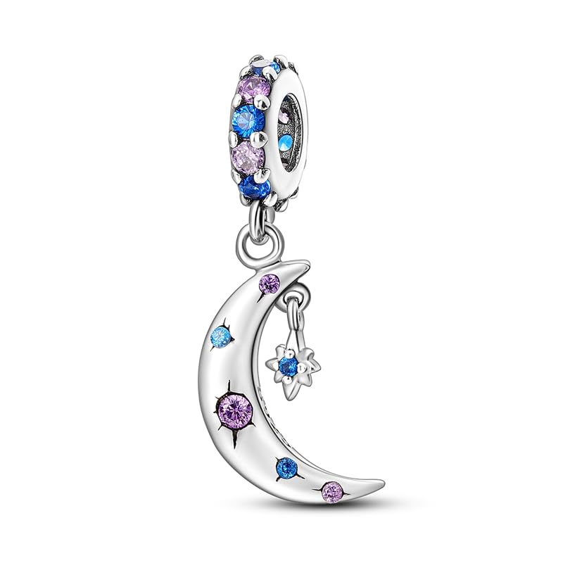 925 Sterling Silver Charms for Bracelets and Necklaces Beads Jewelry Charms for Women - color: Moon Charm