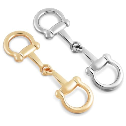 CooBigo 2pcs Scarf Ring Buckles, Metal Horsebit Silk Scarf Buckle, Scarves Rings and Slides for Women Scarves Clips, Shawls Clasp, Clothing Fashion Accessories (Gold and Silver 2pcs) - color: Gold and Silver 2pcs