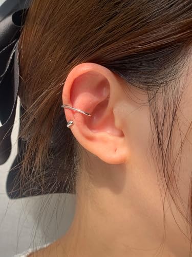Ear Cuffs Non Piercing Dainty Cartilage Helix Ear Wrap Hypoallergenic Adjustable Clip On Earrings for Women - color: Silver for right ear