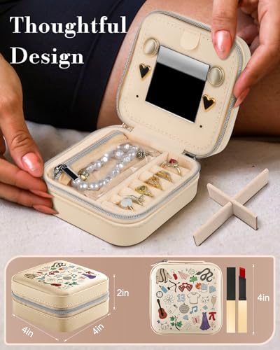 Bistup Travel Jewelry Case - Small Jewelry Organizers and Storage Box for Women Girls Teens Cute Traveling Jewelry Holder with Mirror Little Tiny Compact Modern Unique Aesthetic Pretty, Musician - style: Musician