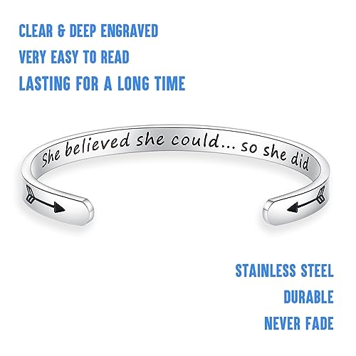 SAM & LORI Personal Bracelets for Teens/Women-Inspirational Jewelry Gifts (Various Designs) for Daughter/Sister/Mom/Friends-Adjustable Bracelet in a Pretty Gift Box - style: She believed she could...