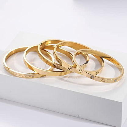 PDWZNBA 18K Gold-Plated Love Friendship Bracelets Trendy Stainless Steel Bangle Jewelry Gifts for Women - style: Cross-Silver