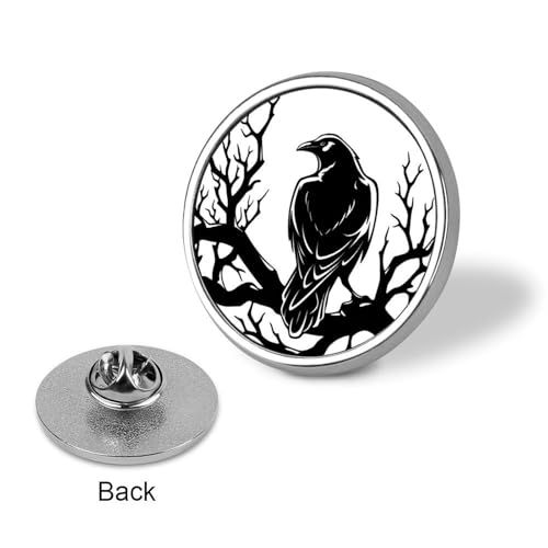 Gothic Raven Flowers Badge Pin Round Badge Metal Button Badges Brooch Lapel Pin for Men Women 1 Inch - color: style