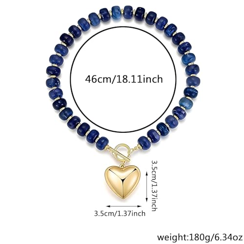Chunky Heart Necklaces for Women Colorful Resin Beaded Necklaces for Women Gold Puffy Heart Statement Necklace Trendy Acrylic Choker Jewelry Gift - color: C