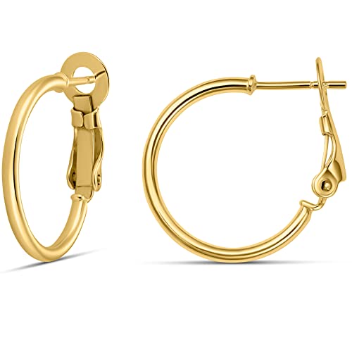 Amazon Essentials Sterling Silver or Gold plated Lightweight Paddle Back Hoop Earrings - color: Yellow Gold, size: 30 mm