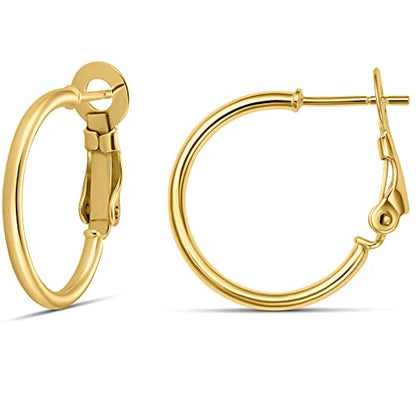 Amazon Essentials Sterling Silver or Gold plated Lightweight Paddle Back Hoop Earrings - color: Yellow Gold, size: 30 mm