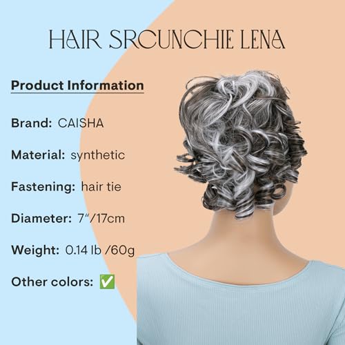 CAISHA Jumbo Hairpiece Scrunchy Updo Voluminous Curly Messy Bun Brown Gray Mix G14L - color: brown gray mix #10H1001B G14L