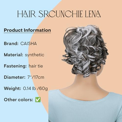CAISHA Jumbo Hairpiece Scrunchy Updo Voluminous Curly Messy Bun Brown Gray Mix G14L - color: brown gray mix #10H1001B G14L