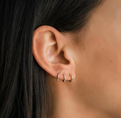 micuco Small Hoop Earrings for Women, Tiny Cartilage Hoop Earrings for Men | Helix Daith Tragus Ear Hugging Hoop Earrings Sleeper Hypoallergenic Earrings - style: B2: 8mm 14k Gold (1 Pair)
