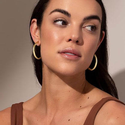 3mm Wide Large Hoop Earrings for Women Hypoallergenic 925 Sterling Silver Post Gold Earrings Lightweight Silver Hoop Earrings Oversize Big Gold Hoops 30/40/50/60MM - color: Gold, size: 40mm