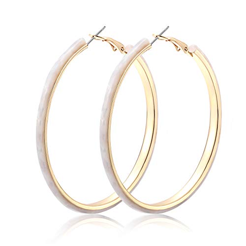Acrylic Earrings Lightweight Hoop Earrings Statement Resin Drop Dangle Stud Earrings Fashion Jewelry For Women - color: White