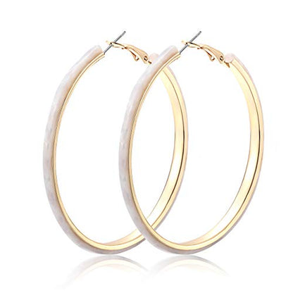 Acrylic Earrings Lightweight Hoop Earrings Statement Resin Drop Dangle Stud Earrings Fashion Jewelry For Women - color: White