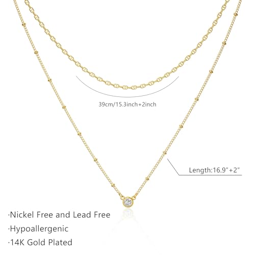 Lariat Gold Necklace for Women, Dainty Long Necklace 14k Gold Plated/Silver Y-Shaped Pendant Necklace Trendy Layered Cz Beaded Chain Drop Necklaces Simple Gold Jewelry for Women Gift - style: LC-2NK-23907-GDW
