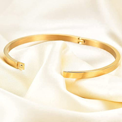 MYNENEY Womens Bracelets Stainless Steel Pave Cubic Zironia Stackable - color: 4mm-Gold, size: 6 Inch