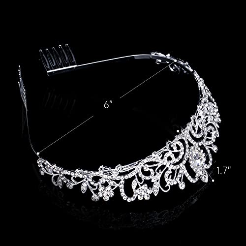 Crystal Tiara Crowns For Women Girls Princess Elegant Crown with Combs Women's Headbands Bridal Wedding Prom Birthday Party - color: Silver Crown 5PCS, size: 5Pcs