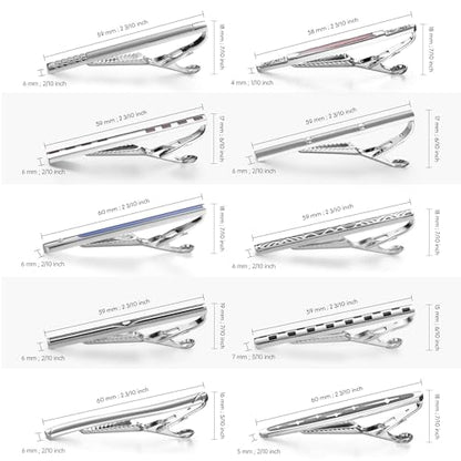 wynameleri Tie Pins for Men Silver Black 3 Pcs 10 PCS Short Tie Clip Set 2.3, 2.4 Inch Business Shirt Necktie Pinch for Men - color: T0310014