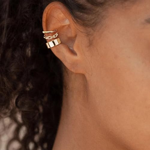 Ear Cuff Earrings for Women Chunky Ear Cuffs Non Piercing | Clip on cartilage earrings helix fake earrings jewelry trendy stuff christmas gift stocking stuffers - color: F