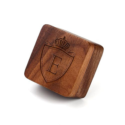 Mens Initial Silver Cufflinks A-Z Alphabet Letter Steel Cuff Links with Engraved Walnut Wood Box Groom Groomsman Wedding Set… - style: E