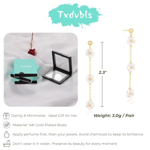 Earrings for Women - 14K Gold Plated Tassel Dangle Earrings | Leaf, Flower, Tassel Dangling Drop Earrings, Sparkling Wedding Bridal Prom Statement Jewelry Gift for Her - color: Gold Flower