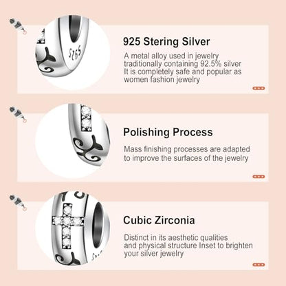 Annmors S925 Clip Spacer Safety Chain Stopper Charms for Pandora, Gift Mom Daughter Friend Sister Wife Grandma Girlfriend Fmaily On Christmas Mothers Valentines Halloween Graduation - color: C05-2pcs Silicon Spacer