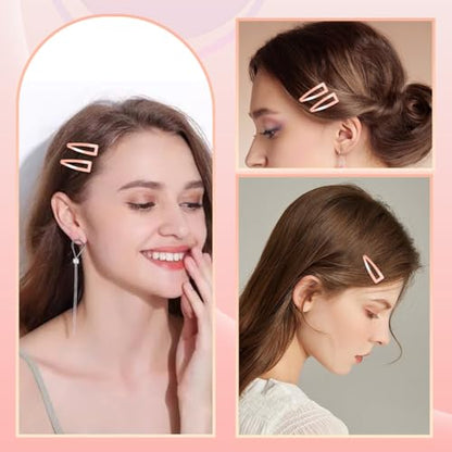 20 Pcs Snap Hair Clips for Women Snap Hair Barrettes Double Grip Hair Clips 3 Prong Clips for Hair Barrettes for Women Girls (ROES GOLD) - color: ROES GOLD