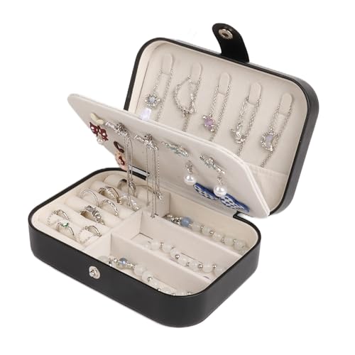 Travel Jewelry Case for Women Girls, Jewelry Box Organizer,6.3x4.3In,Black - color: Black, size: 6.3x4.3x2 In