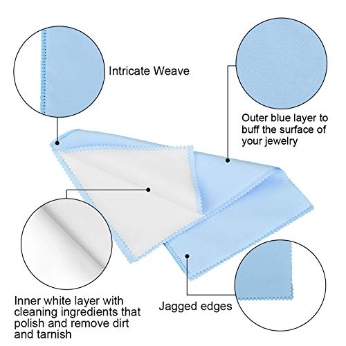 SEVENWELL Silver Polishing Cloth, Jewelry Cleaner Cloth for Sterling Silver Jewelry, Gold, Platinum, Silverware, Diamonds, Gemstones, Coins (Blue) - color: Blue