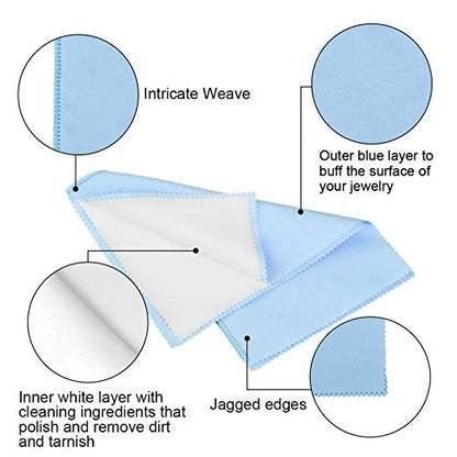 SEVENWELL Silver Polishing Cloth, Jewelry Cleaner Cloth for Sterling Silver Jewelry, Gold, Platinum, Silverware, Diamonds, Gemstones, Coins (Blue) - color: Blue