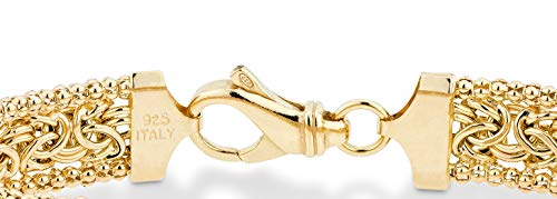 Miabella Italian 925 Sterling Silver, 18K Gold Plated Byzantine Bracelet | Beaded Mesh Link Chain, Fine Jewelry for Women, Made in Italy - color: yellow-gold-plated-silver, size: Length 8 Inches (medium)