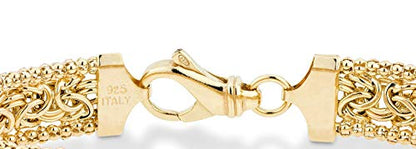 Miabella Italian 925 Sterling Silver, 18K Gold Plated Byzantine Bracelet | Beaded Mesh Link Chain, Fine Jewelry for Women, Made in Italy - color: yellow-gold-plated-silver, size: Length 7 Inches (x-small)