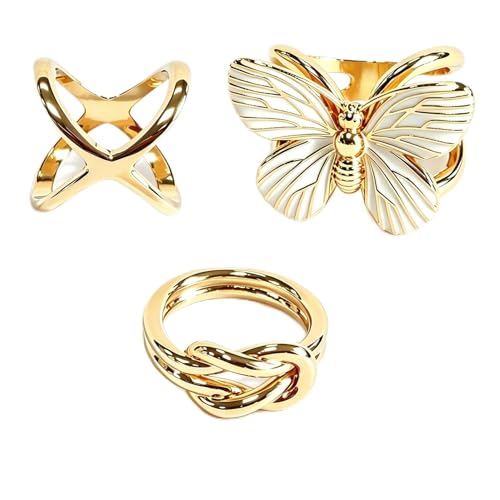 Gold Scarf Rings for Women, Metal Silk Scarf Ring Clip, Minimalist Scarf Rings and Slides for Scarves Clothing Accessories Jewelry Gift for Women Ladies Daily Party Travel Outfit 3Pcs