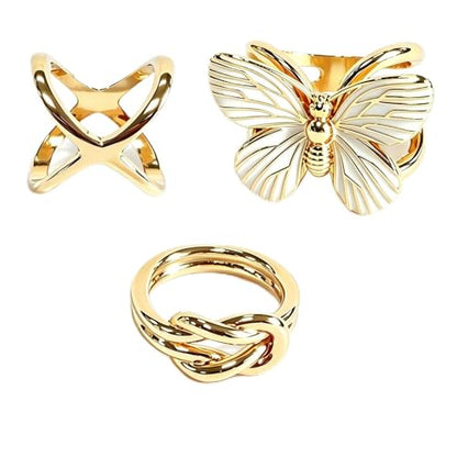Gold Scarf Rings for Women, Metal Silk Scarf Ring Clip, Minimalist Scarf Rings and Slides for Scarves Clothing Accessories Jewelry Gift for Women Ladies Daily Party Travel Outfit 3Pcs