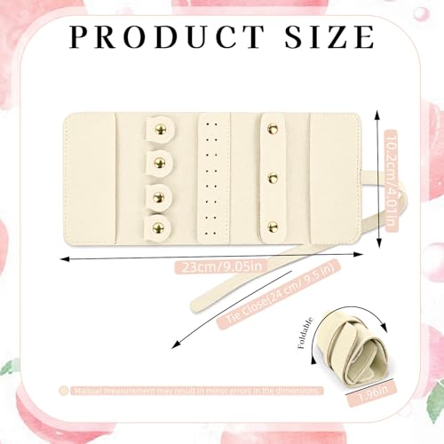 Travel Jewellery Organizer, Foldable Roll-Up Jewelry Travel Pouch, Portable Small Jewelry Travel Case for Necklaces Rings Earrings (Beige) - color: Beige