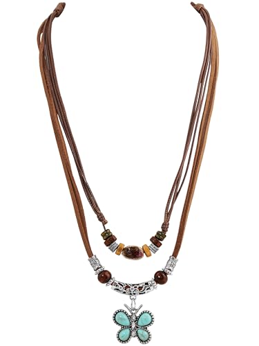 MINACHI Layered Boho Wood Bead Choker Necklace, Hollow Flower Charm, Personality Jewelry for Men and Women - style: Necklace R23-049