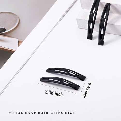 16 PCS Snap Hair Clips Metal Barrettes for Women Non Slip Barrettes for Thick and Thin Fine Hair,Matte Black,2.36 x 0.43 Inches. - color: Matte Black