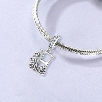 LNQOBU Complete A~Z Alphabet Charm Letter Beads, Solid 925 Sterling Silver with Cubic Stones Rose Alphabet Charm fits Pandora Bracelets Necklace Women Jewelry - color: CYT-E