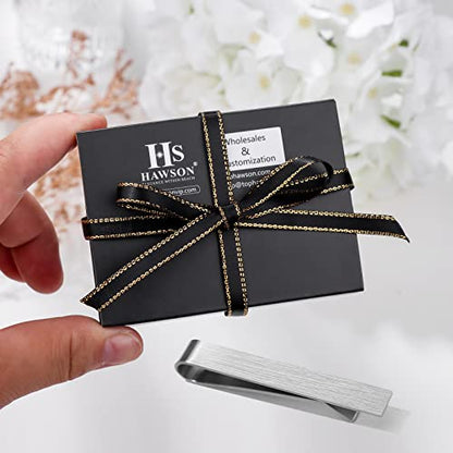HAWSON 2 inch Tie Clips for Men-Skinny Tie Bar Tie Set for Wedding Anniversary Business and Best Gift for Dad Husband Brother - color: 1 PCS - Brush Silver