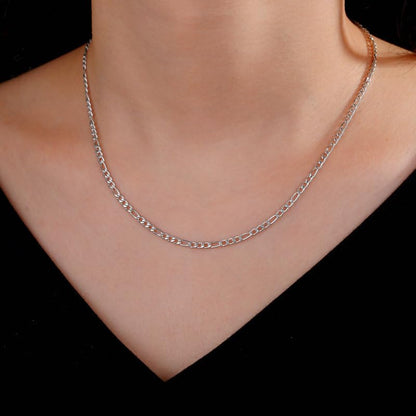 Stainless Steel Figaro Link Chain Necklace For Men Women, 3mm 4mm 5mm 7mm Width, 18k Gold Plated 18 20 22 24 Inch Figaro Chain, No Tarnish Durable Waterproof Jewelry - color: 4MM Silver, size: 18inches