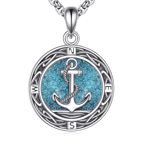 ONEFINITY Lighthouse Necklace for Women Sterling Silver Lighthouse Pendant Necklace Birthday Jewelry Gift for Women - color: Turquoise Anchor Compass