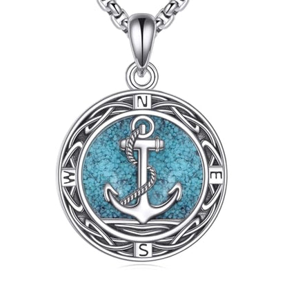 ONEFINITY Lighthouse Necklace for Women Sterling Silver Lighthouse Pendant Necklace Birthday Jewelry Gift for Women - color: Turquoise Anchor Compass