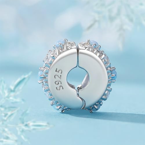 Heart Charm Clip Lock Spacer Stopper Charm Bead Bracelet 925 Sterling Silver Charms Safety Chain for Pandora Bracelets - color: Snowflake Stoppers Bead