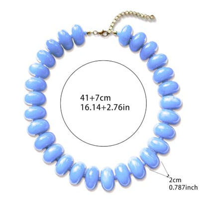 CSIYANJRY99 Chunky Beaded Necklace for Women, Large Colorful Resin Beads Statement Necklace, Boho Summer Beach Vacation Jewelry Gifts - color: Light Blue