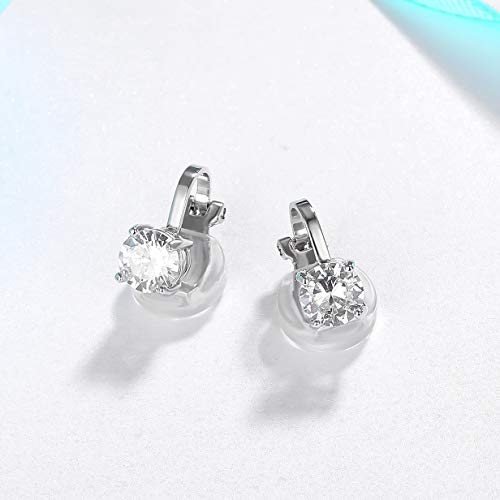 SELOVO Clip on Earrings Small Stone 7mm CZ Cubic Zirconia Sparkle Studs for No Pierced Ear - color: White