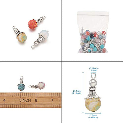 50Pcs Snowcone Shaped Mixed Stone Pendants Healing Crystal Quartz Chakra Reiki Gemstone Charms for Necklace Jewelry Making Hole: 2.5mm - color: 6-Mixed Color-Snowcone-Random