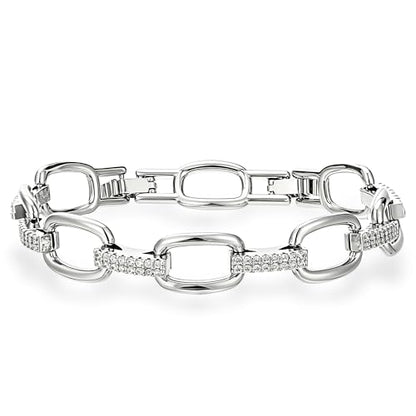 14K Gold & Silver Plated Lightweight Link Bracelet for Women | Stackable Bracelets ,14K Gold Plated Bracelets with CZ,Lightweight Trendy Chain Bracelet Jewelry Gift - style: Silver Bracelets