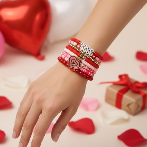 Twinfree Bohemia Beaded Bracelet for Women, Polymer Clay Stretch Bracelets - color: color 58