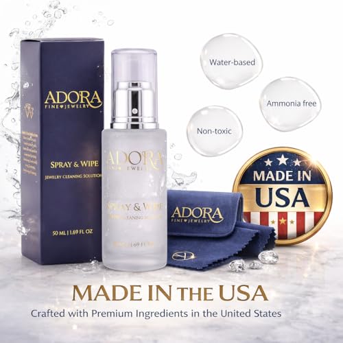 Adora Universal Cleaner Kit Jewelry, Eyeglasses, iPhone, iPad, Samsung & iWatch | Removes Grease & Dirt | Safe for Gold, Silver, Diamonds & Gemstones | 3-Piece 1.69 fl oz