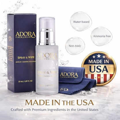 Adora Universal Cleaner Kit Jewelry, Eyeglasses, iPhone, iPad, Samsung & iWatch | Removes Grease & Dirt | Safe for Gold, Silver, Diamonds & Gemstones | 3-Piece 1.69 fl oz