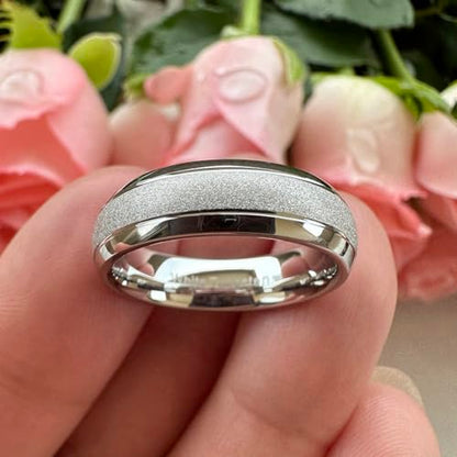 TUTISS 6mm 8mm Black/Gold/Rose Gold/White Tungsten Rings for Men Women Fashion Engagement Wedding Bands Sandblasted Finish I Love You Engraved Comfort Fit - color: 6mm White Tungsten