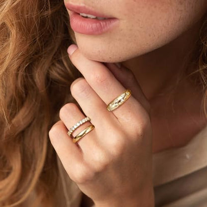 KSF 2Pcs / 3Pcs / 4Pcs Stackable Rings for Women, Gold and Silver Plated Stack Ring Set for Everyday Wear, Gift for Her - color: Style3